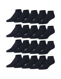 Men's 20 Pairs Classy Extra Lightweight Solid Plain Black Low Cut/No