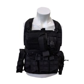 Tactical Training Vest with Multiple Pouches, Adjustable Outdoor Vest with Modular Webbing and Padded Shoulder Straps for Airsoft
