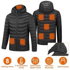 Fresh Fab Finds Heated Jacket Electric Heating Coat Lightweight Winter Hooded Jacket with 3-Level Heating Modes 8 Heating Zones Detachable Zipper