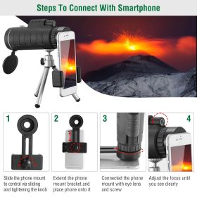 Outdoor Monocular Telescope 40x40, Multi-Coated Optics Monocular Scope with Tripod & Phone Mount