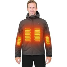 Heated Jacket For Men Soft Shell Heating Hood Jacket ANTARCTICA GEAR Winter Coat For Hunting Camping Climbing (Option: Grey-L)