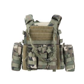 Adjustable Tactical Weighted Vest with Weight Pockets, Training Workout Vest with Modular Webbing (Color: Woodland)