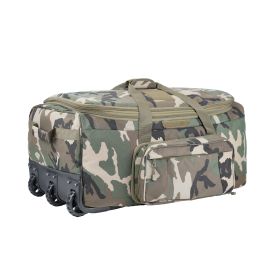 124L Tactical Wheeled Deployment Bag, Large Military Rolling Duffel Bag with Smooth Wheels, Reinforced Handles and Heavy-Duty Gear Storage for Tr (Color: Woodland)