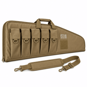 38/42 Inch Padded Long Equipment Carrying Case, Water-Resistant Storage Bag with 5 Accessory Pockets, Reinforced Handle and Adjustable Shoulder S (Color: TAN, size: 38inch)