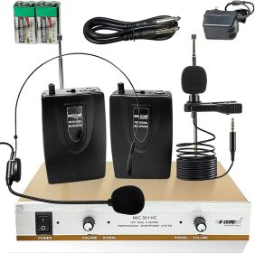 5 Core Wireless Microphone System Professional Mic for On Stage Studio (Type: Head + Collar Mic)