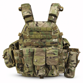 Modular Tactical Vest for Men, Adjustable Outdoor Training Chest Rig with MOLLE Webbing and Multi-Pouch Storage (Color: Woodland)