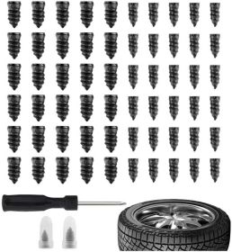 60PCS Tire Repair Rubber Nail,Vacuum Tire Repair Screws for Quick Fixes,Self-Service Tires Repairs Kit Screw in Tires Plugs Car Accessories for T (Color: 60PCS)