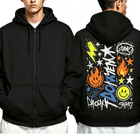 Make Your Own Design Zip-Up Hoodie, Personalized Custom Graphic Back Printed Hooded Jacket Unisex Hip-Hop Streetwear Daily Wear (size: 260g zipper sweatshirt S size)