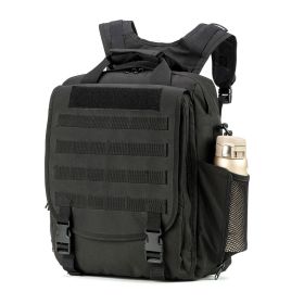 Tactical Backpack, 14-Inch Compact Molle Backpack with Multiple Compartments, 3-Way Carry Daypack for Outdoor, Hiking, Camping and Travel (Color: black)
