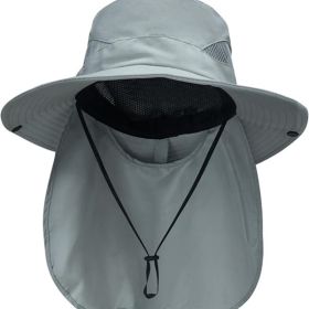 Sun Hats for Men Women with Neck Flap UPF 50+ UV Protection Wide Brim Bucket Hat Safari Hiking Fishing Hats (Color: Grey  neck Flap  Neck Flap)